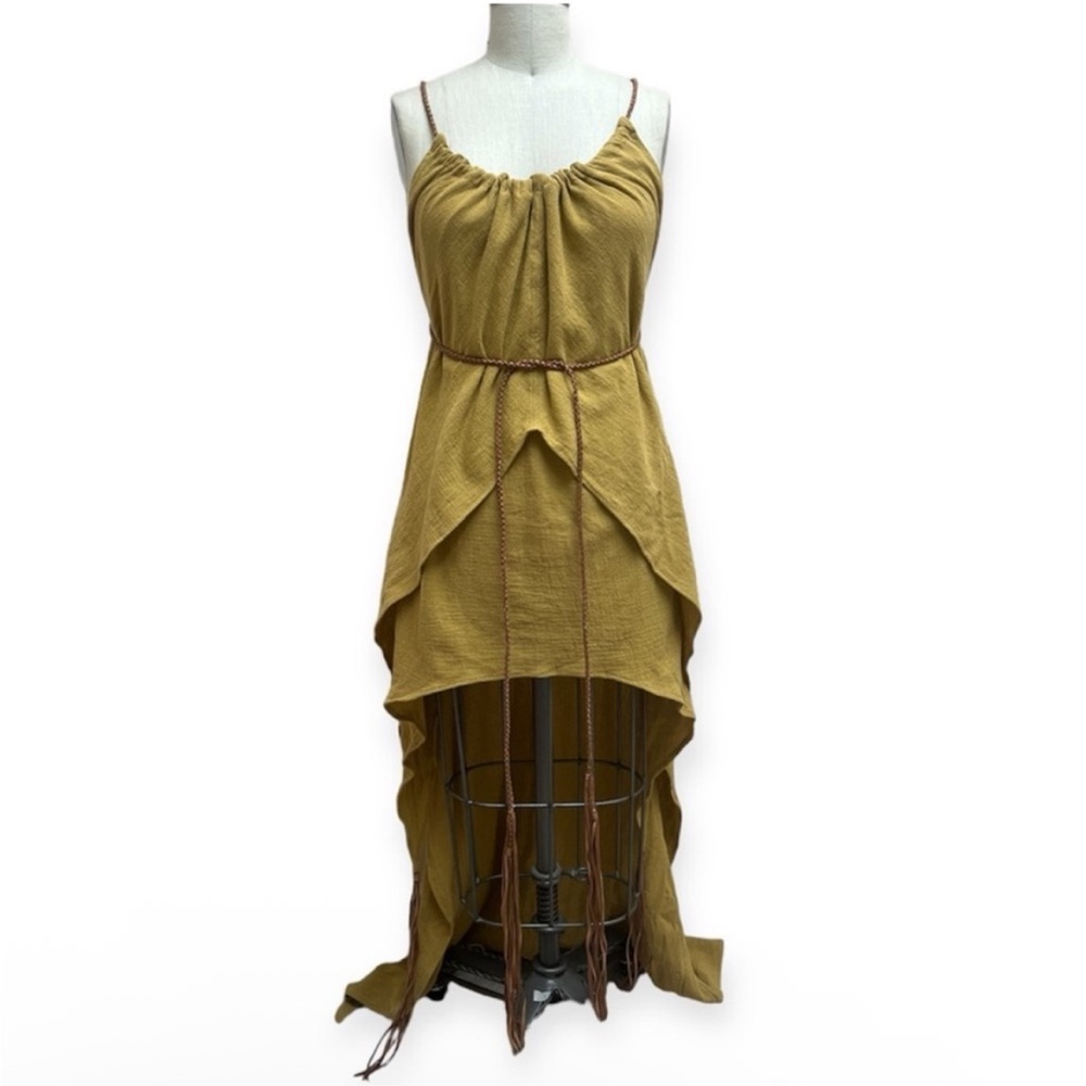 NWT Caravana Manak Versatile High Low Maxi Cotton & Leather Dress - Picture 3 of 11